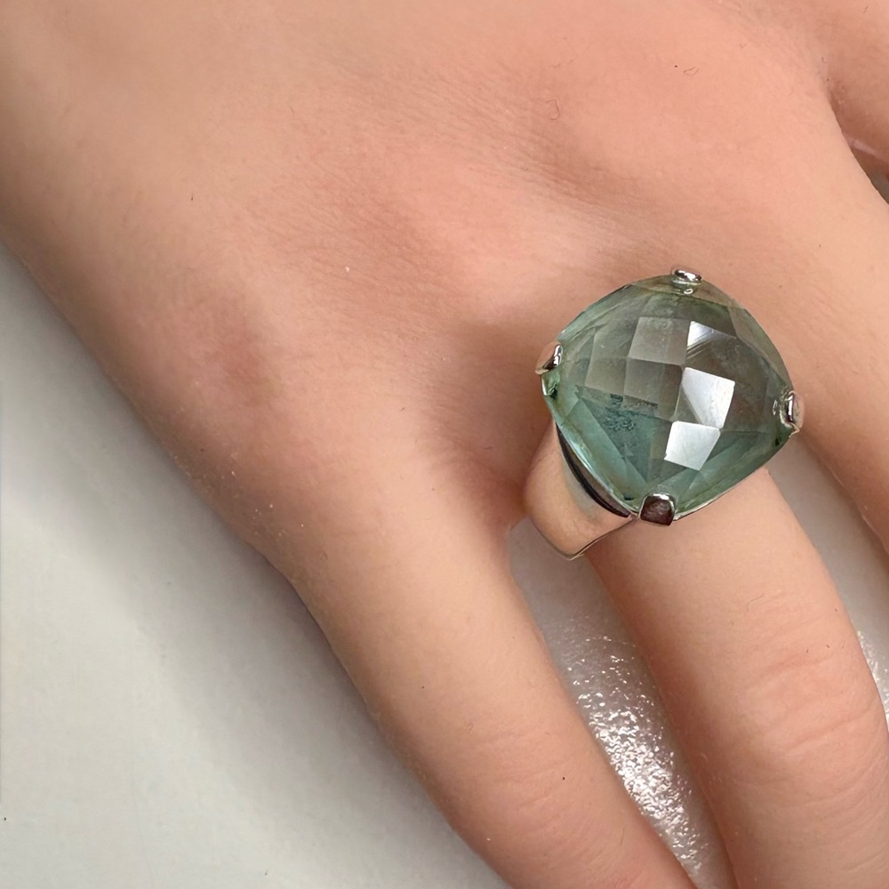 Silver Ice Blue Cocktail SWAROVSKI Crystal Ring Size 7
